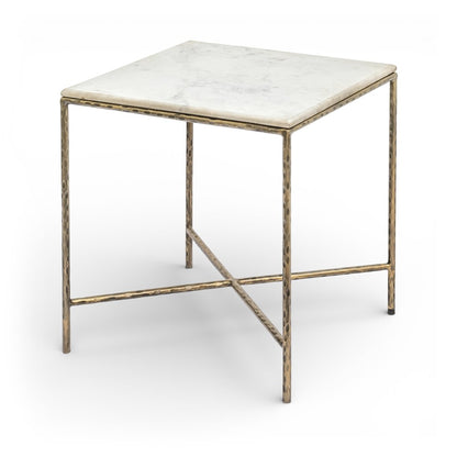 Valen White Marble And Iron End Table