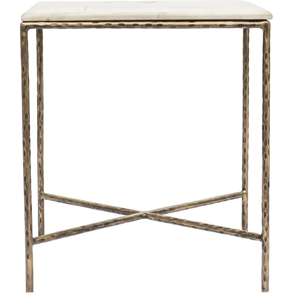 Valen White Marble And Iron End Table