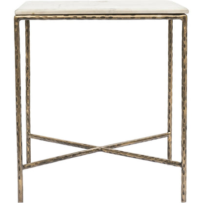 Valen White Marble And Iron End Table