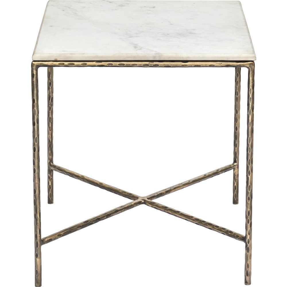 Valen White Marble And Iron End Table