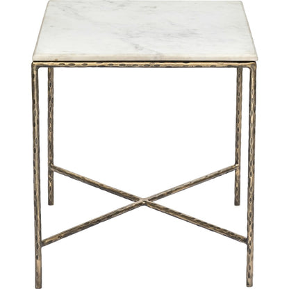 Valen White Marble And Iron End Table