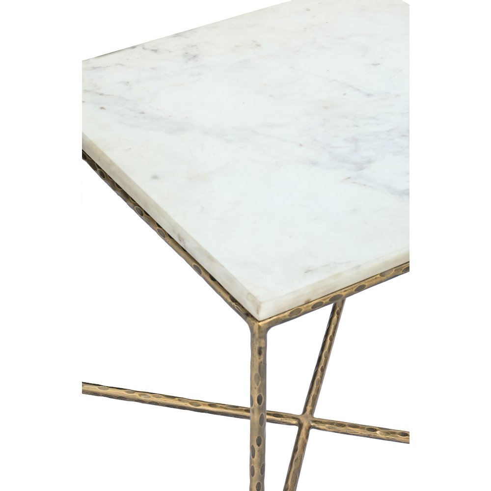 Valen White Marble And Iron End Table
