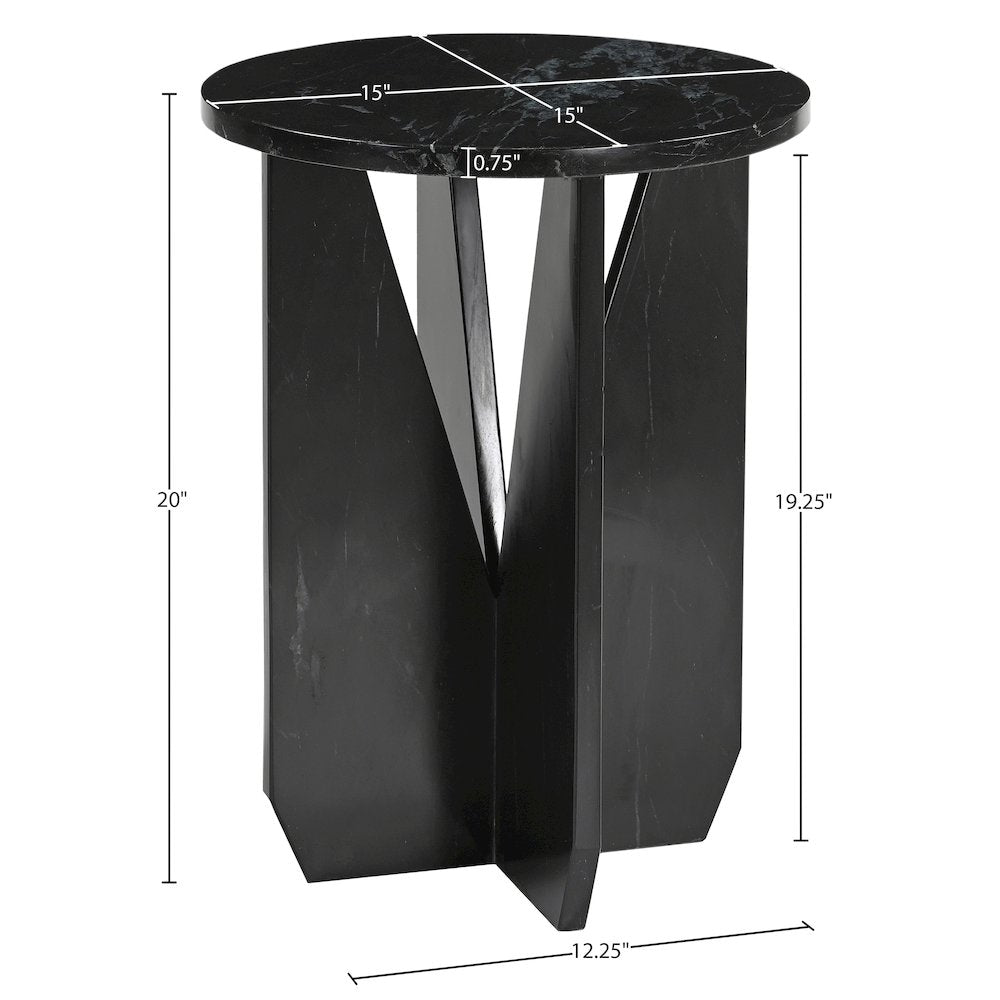 Alba Black Genuine Marble End / Side Table
