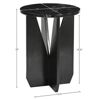 Alba Black Genuine Marble End / Side Table