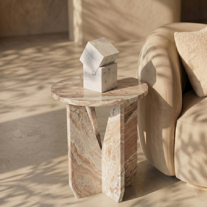 Alba Brown Genuine Marble End / Side Table
