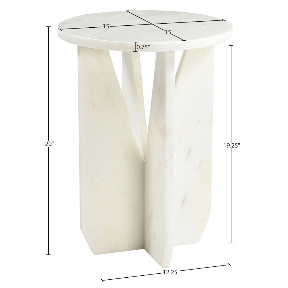 Alba White Genuine Marble End / Side Table