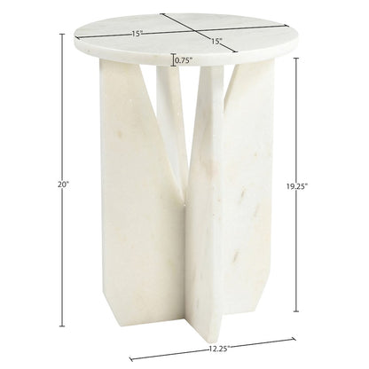 Alba White Genuine Marble End / Side Table
