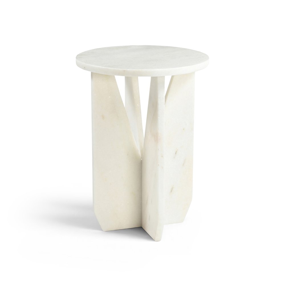 Alba White Genuine Marble End / Side Table