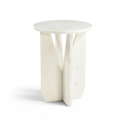 Alba White Genuine Marble End / Side Table