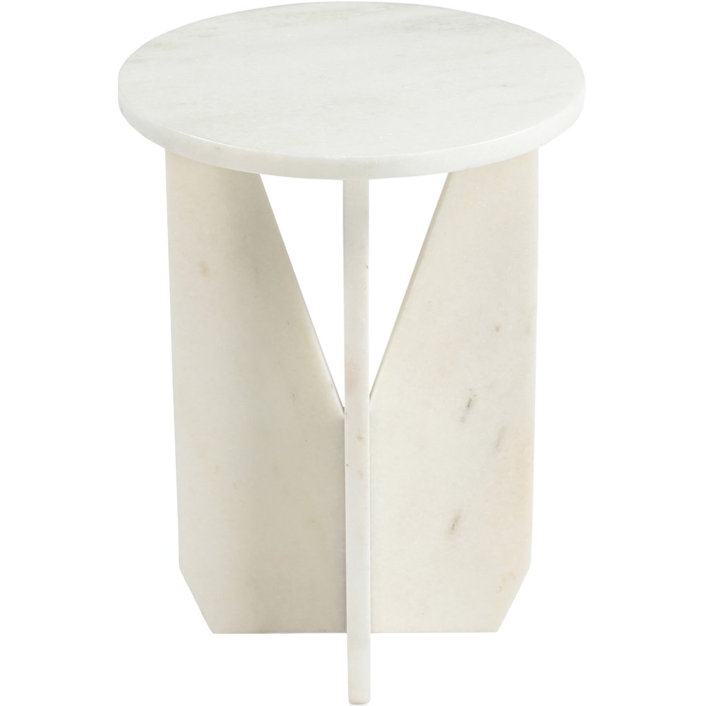 Alba White Genuine Marble End / Side Table