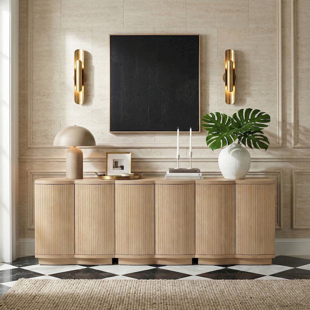 Aveline Natural Oak Veneer 3pc. Sideboard/Buffet