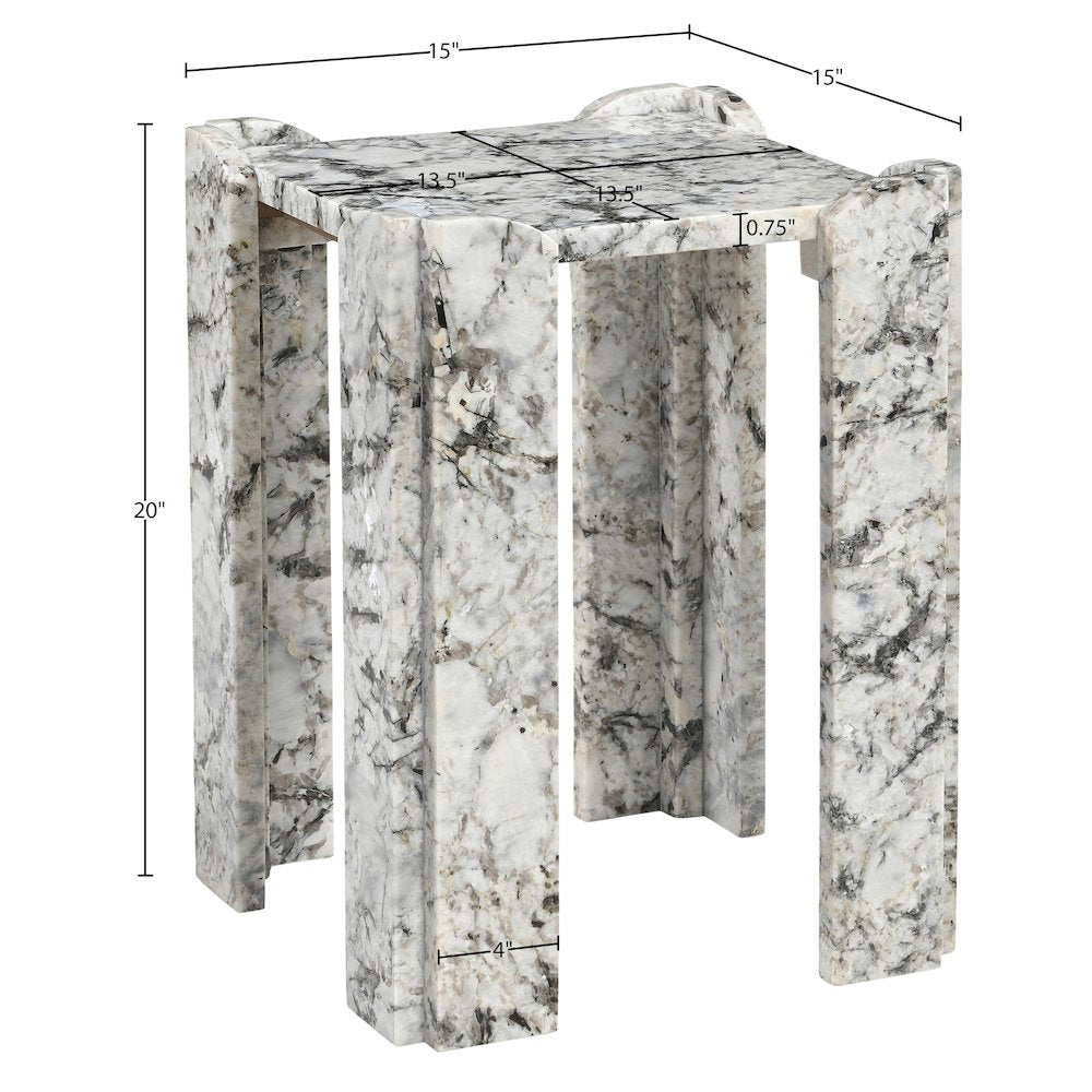 Ravello Alaska Genuine Marble End / Side Table