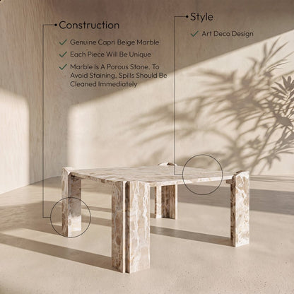 Ravello Beige Genuine Marble Coffee Table