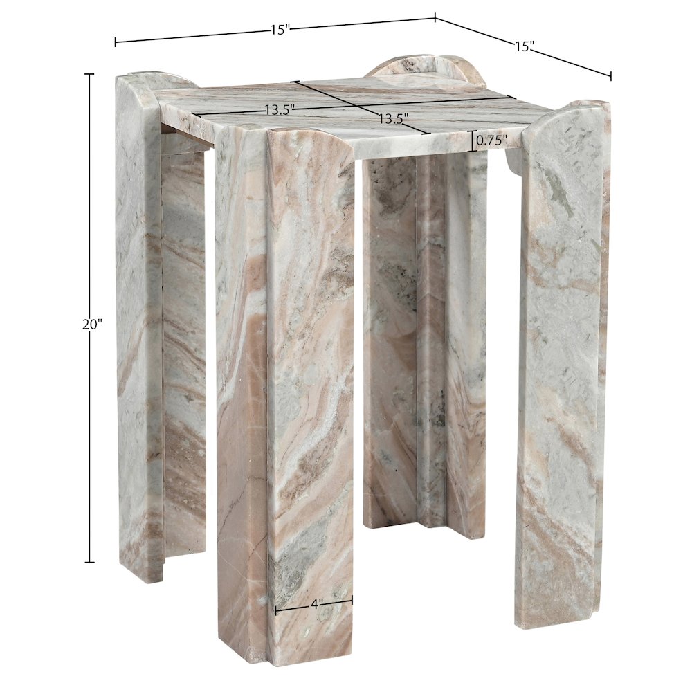 Ravello Brown Genuine Marble End / Side Table