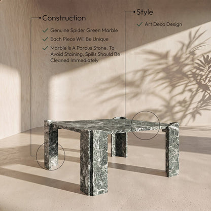 Ravello Green Genuine Marble Coffee Table