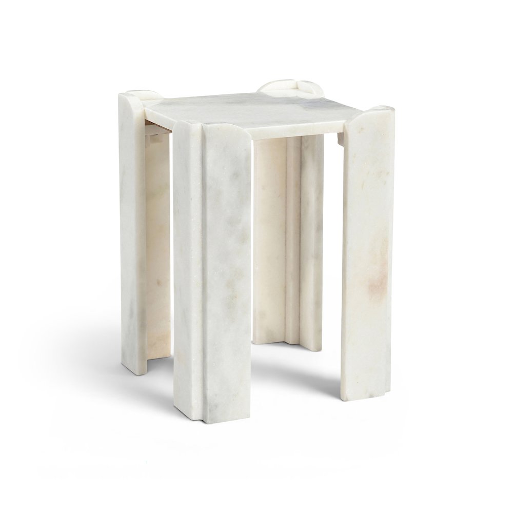 Ravello White Genuine Marble End / Side Table