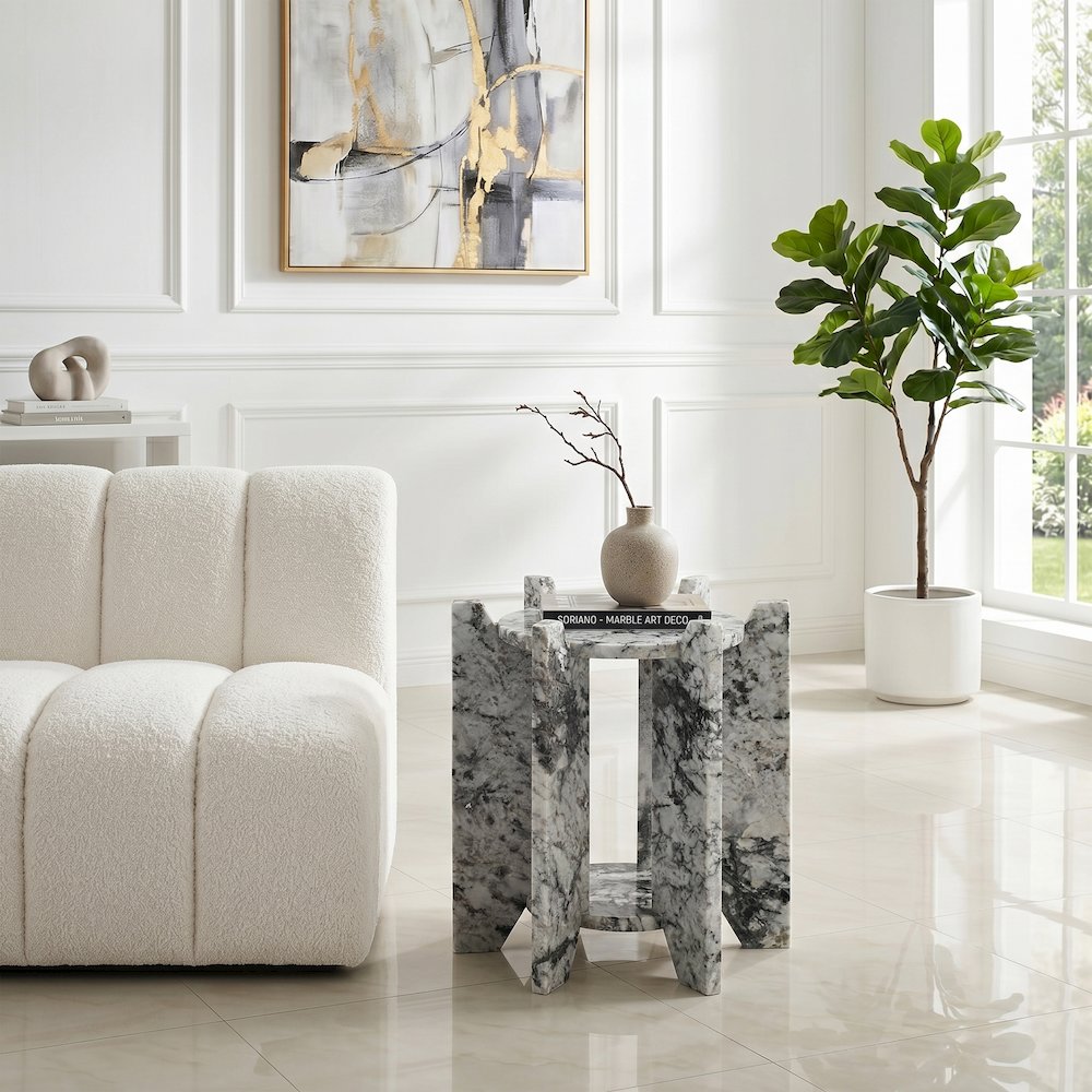 Soriano Alaska Genuine Marble End / Side Table