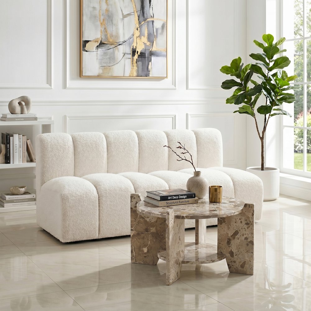 Soriano Beige Genuine Marble Coffee Table