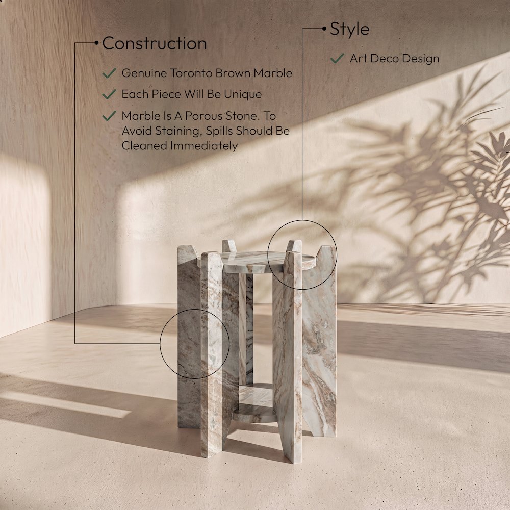 Soriano Brown Genuine Marble End / Side Table