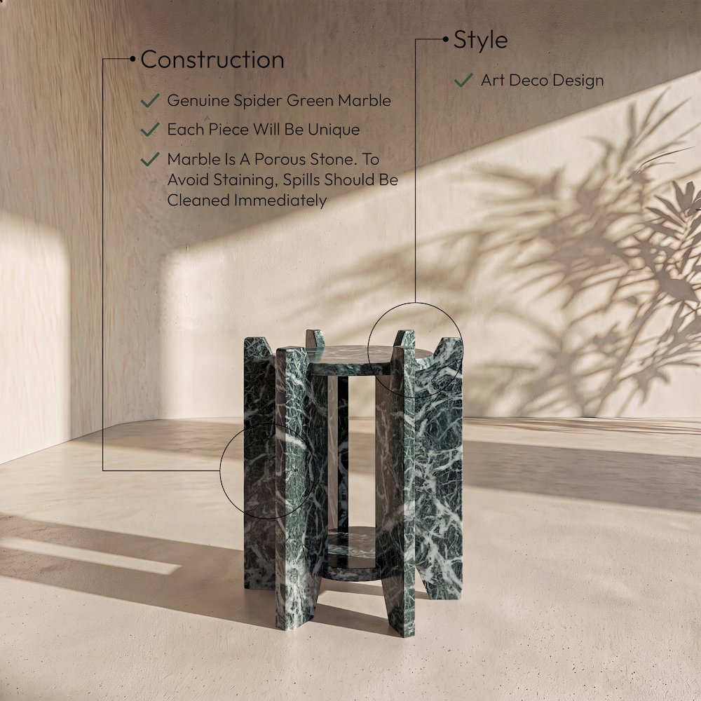 Soriano Green Genuine Marble End / Side Table