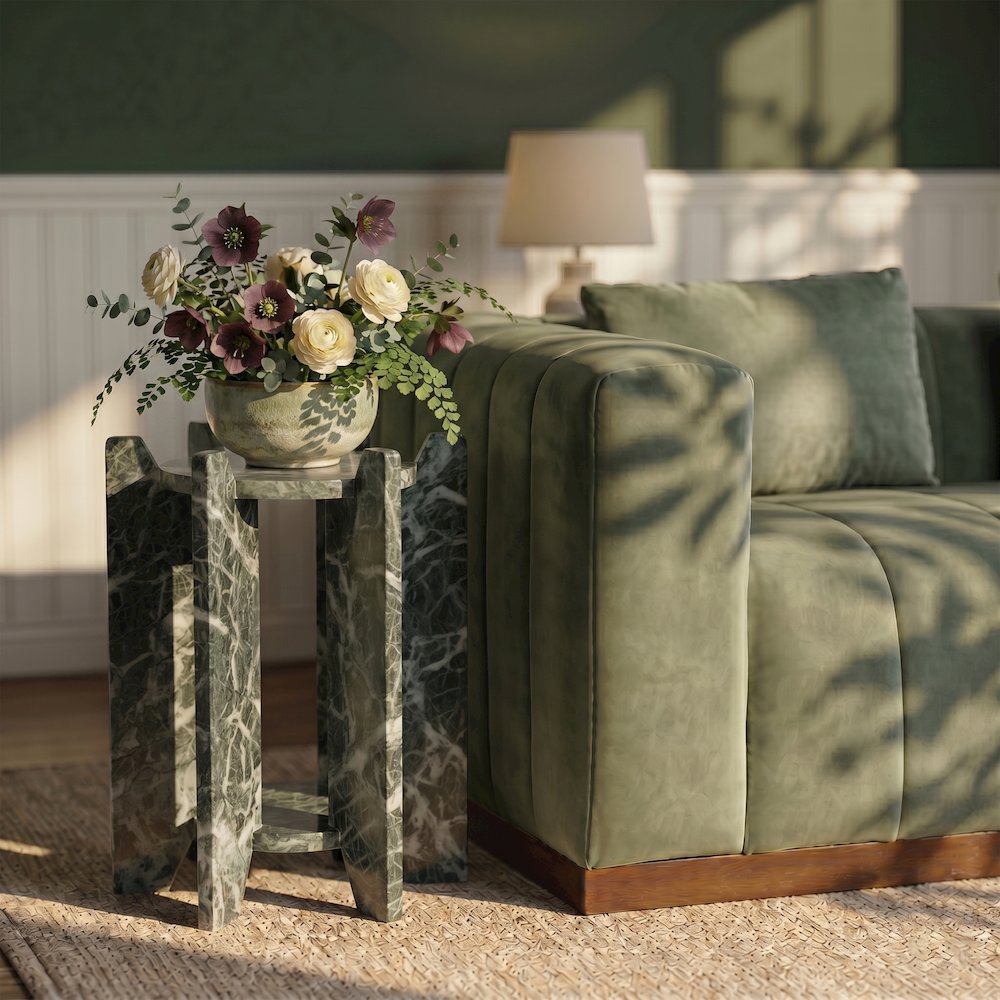 Soriano Green Genuine Marble End / Side Table