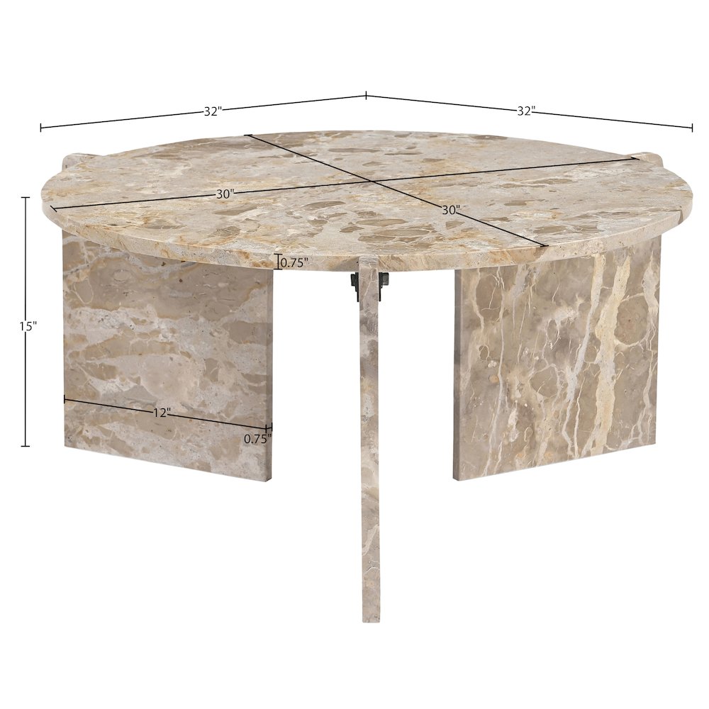 Vernazza Beige Genuine Marble Coffee Table