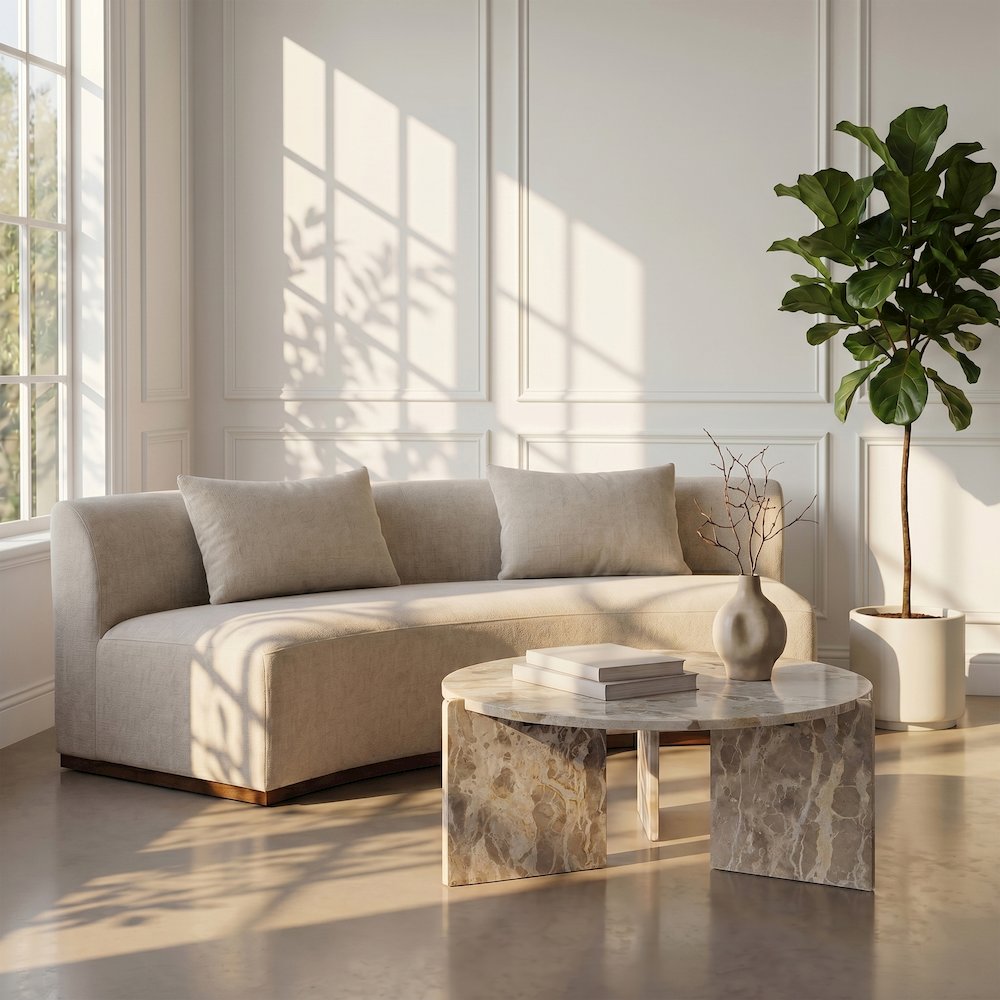 Vernazza Beige Genuine Marble Coffee Table