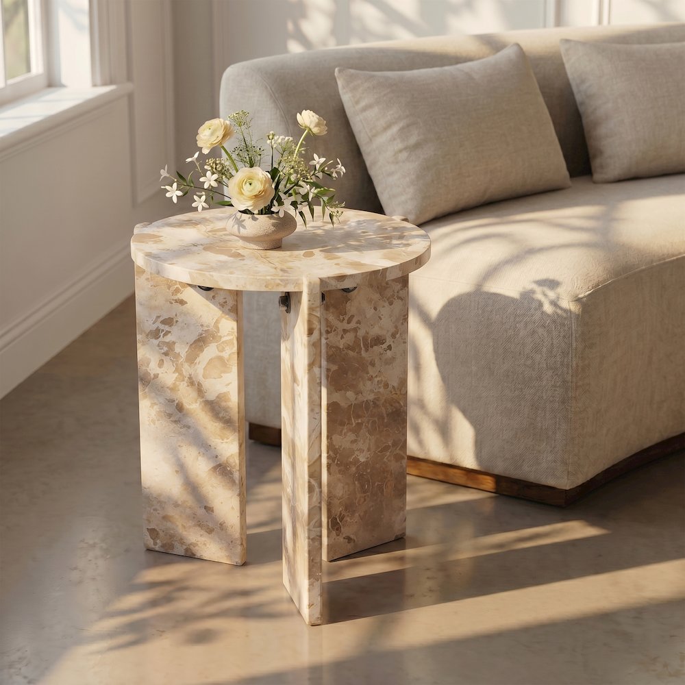 Vernazza Beige Genuine Marble End / Side Table