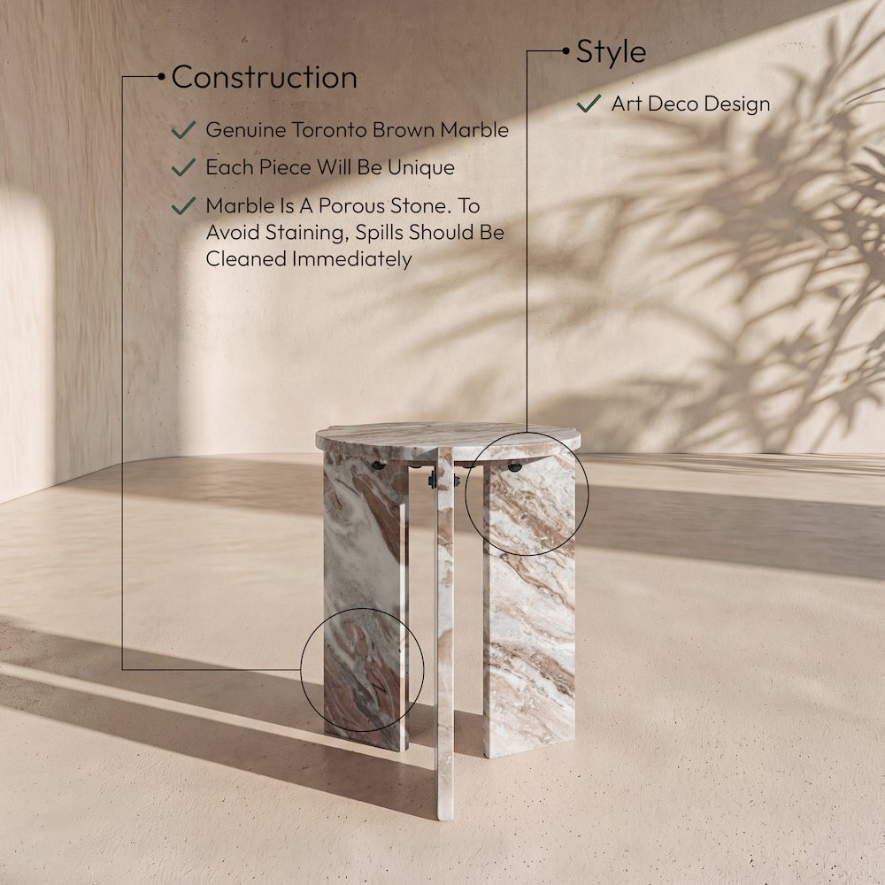 Vernazza Brown Genuine Marble End / Side Table