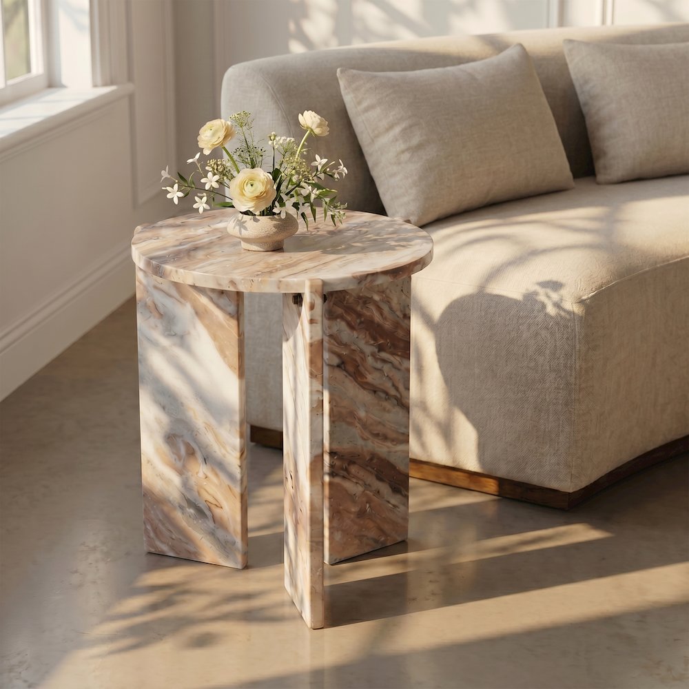 Vernazza Brown Genuine Marble End / Side Table