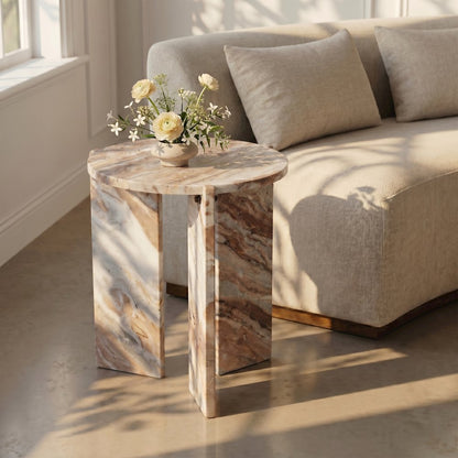 Vernazza Brown Genuine Marble End / Side Table