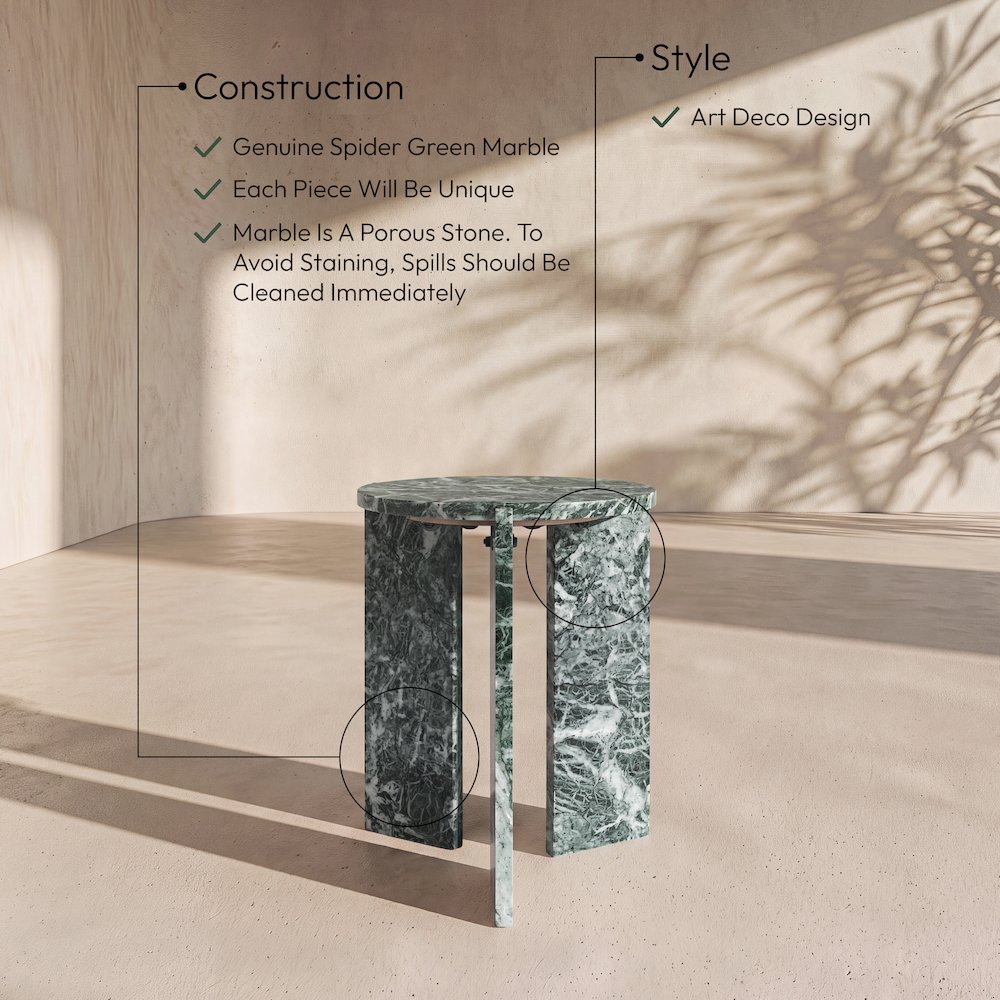 Vernazza Green Genuine Marble End / Side Table