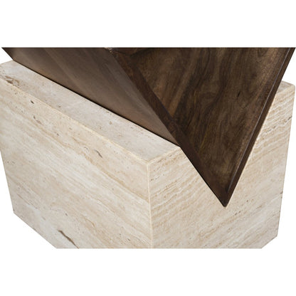 Opus Brown Travertine And Mango Wood End Table