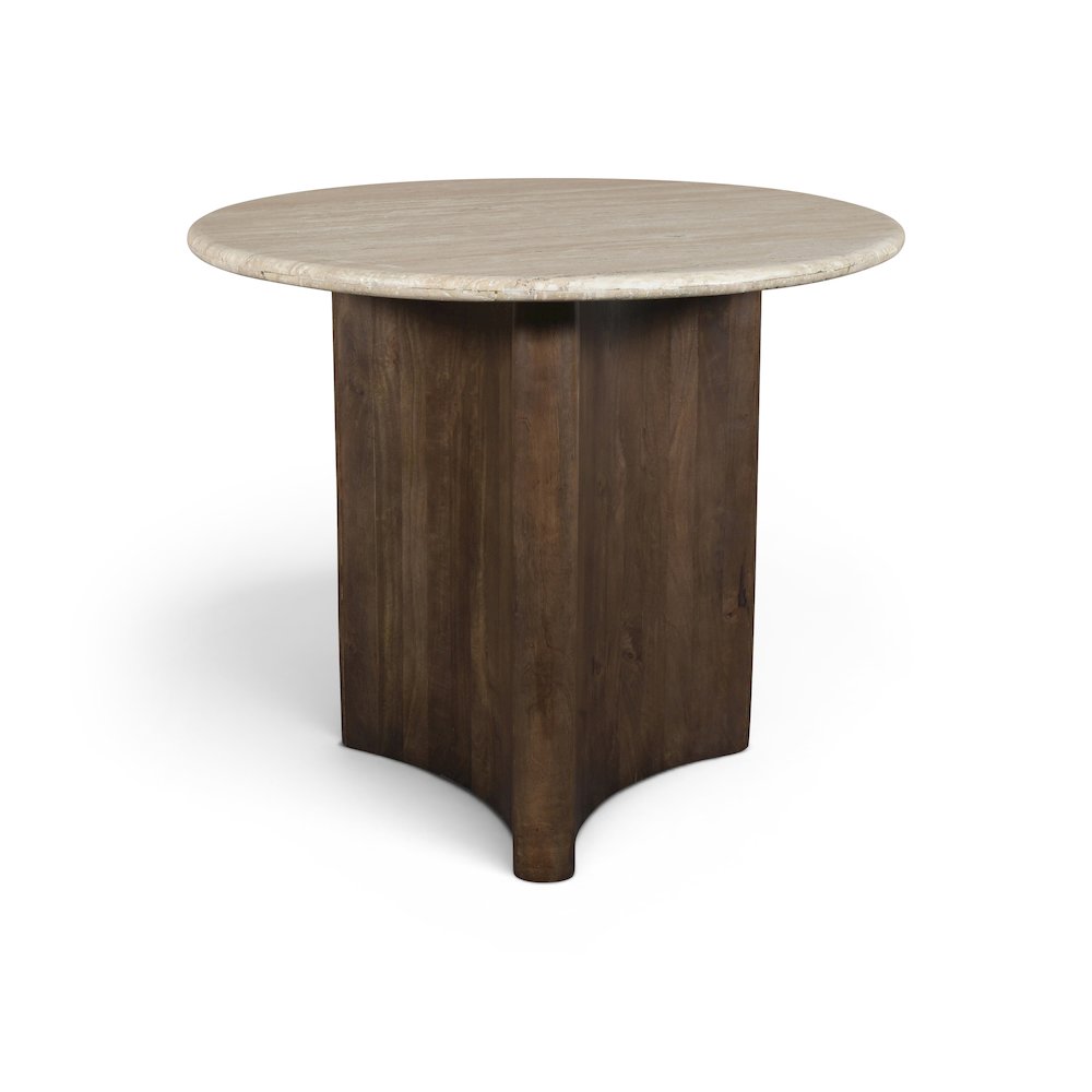 Pietra 36" Brown Travertine And Mango Wood Dining Table