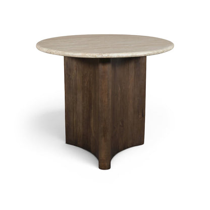 Pietra 36" Brown Travertine And Mango Wood Dining Table