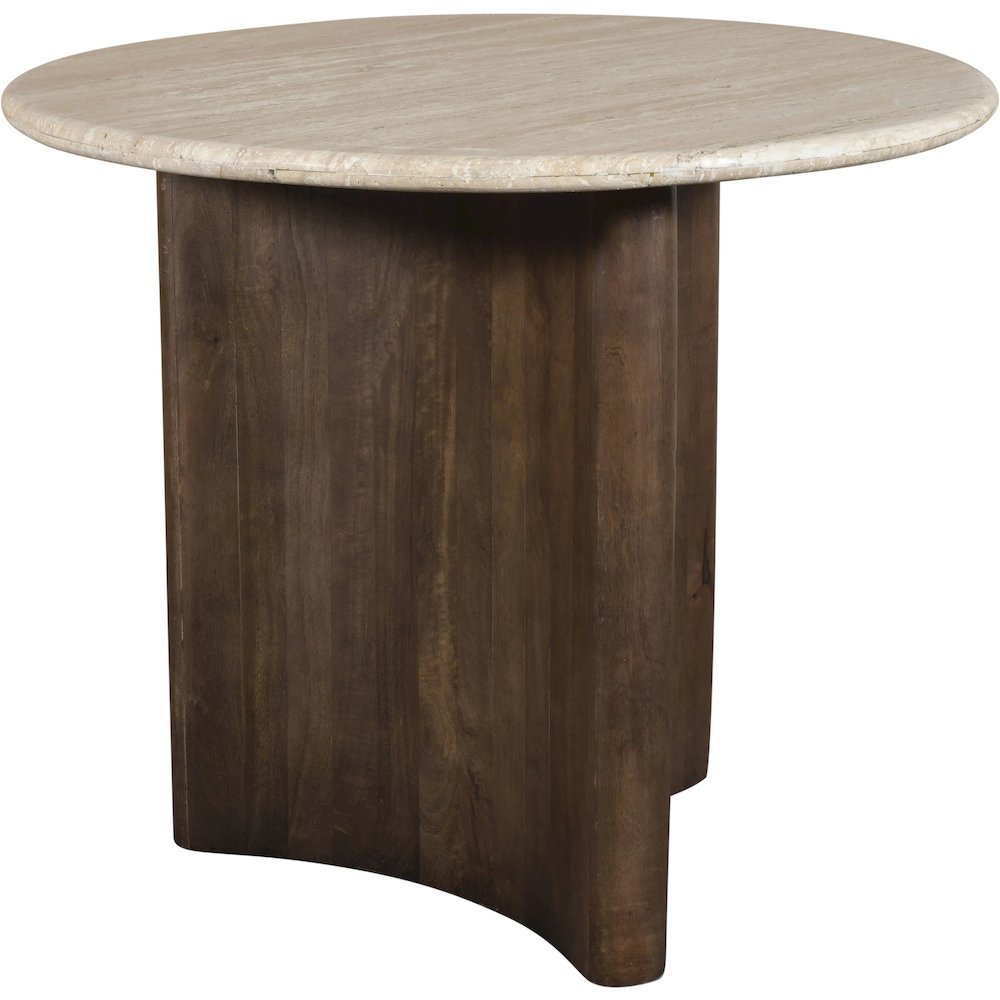 Pietra 36" Brown Travertine And Mango Wood Dining Table
