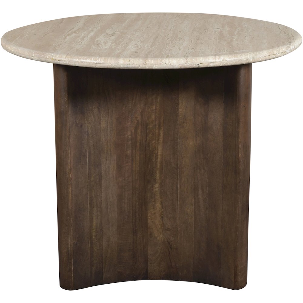 Pietra 36" Brown Travertine And Mango Wood Dining Table