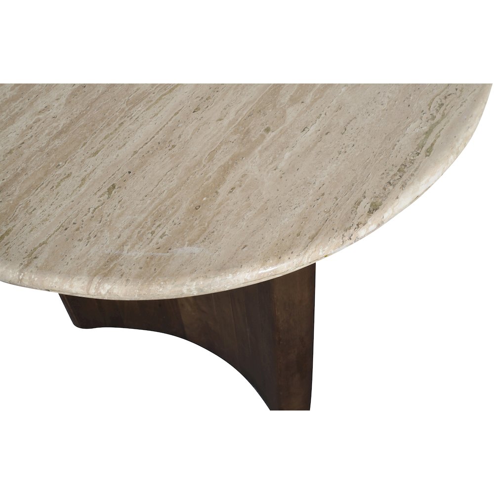 Pietra 36" Brown Travertine And Mango Wood Dining Table