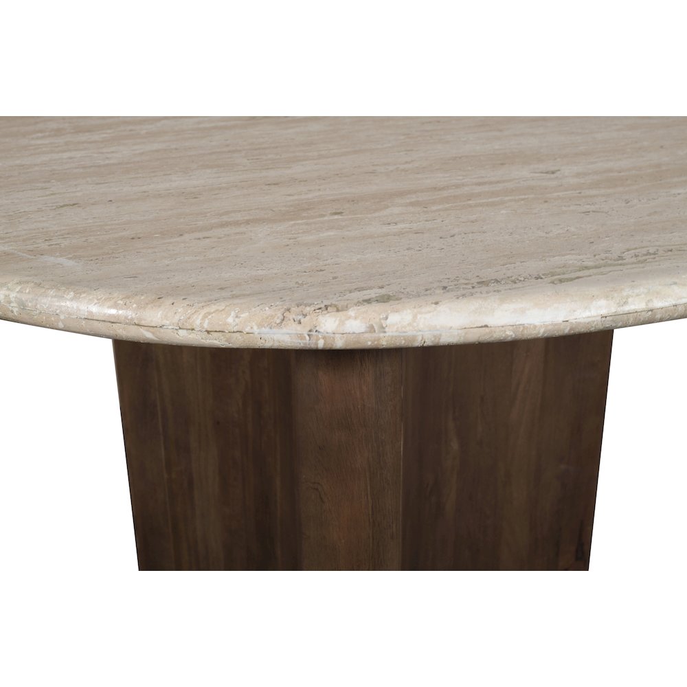 Pietra 36" Brown Travertine And Mango Wood Dining Table