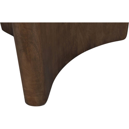 Pietra 36" Brown Travertine And Mango Wood Dining Table