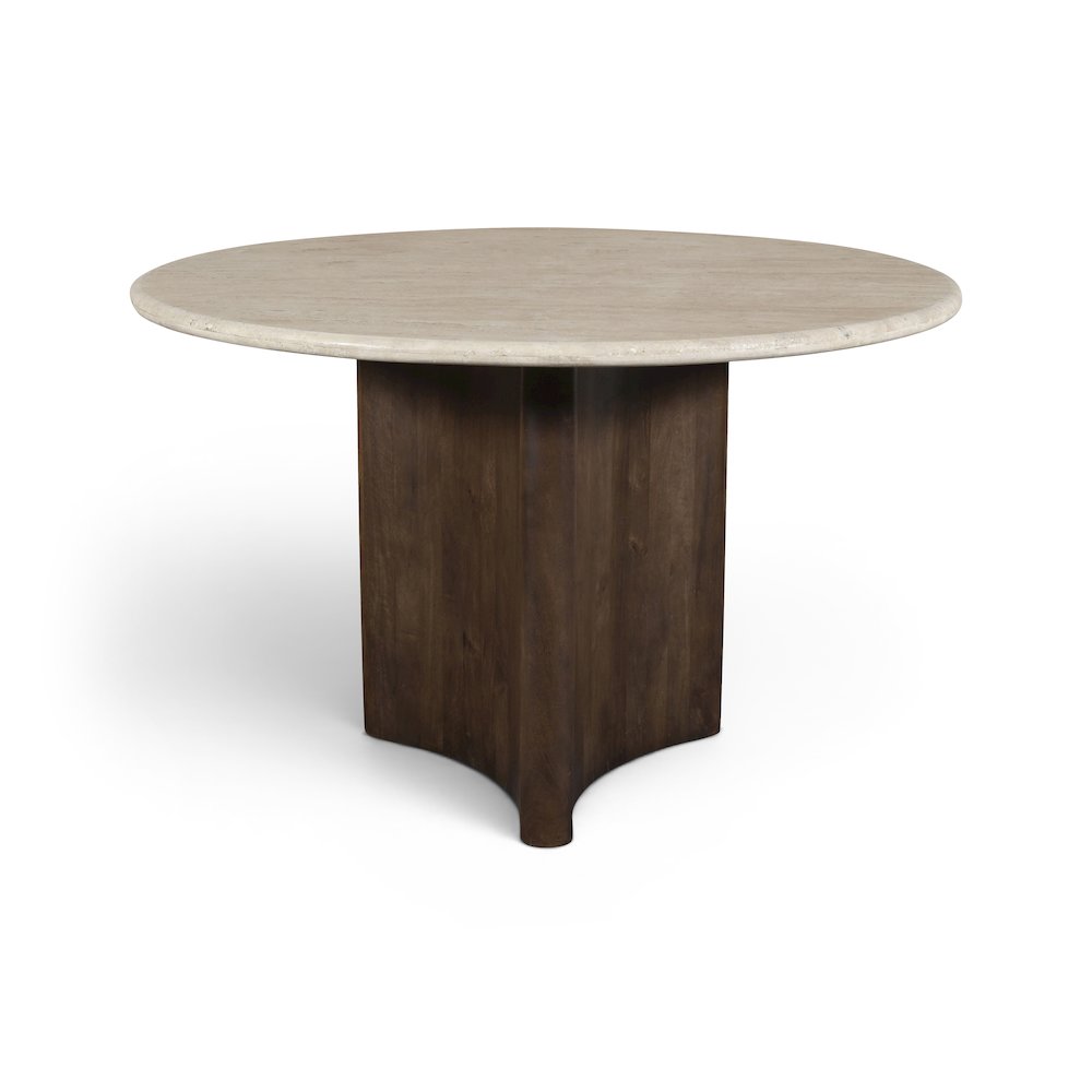 Pietra 48" Brown Travertine And Mango Wood Dining Table