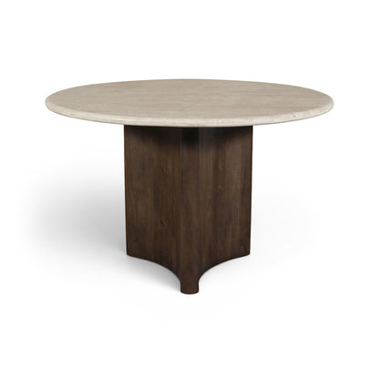 Pietra 48" Brown Travertine And Mango Wood Dining Table