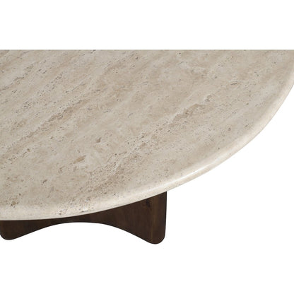 Pietra 48" Brown Travertine And Mango Wood Dining Table