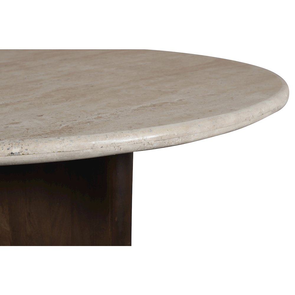 Pietra 48" Brown Travertine And Mango Wood Dining Table