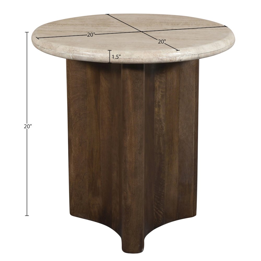 Pietra Brown Travertine And Mango Wood End Table