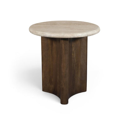 Pietra Brown Travertine And Mango Wood End Table