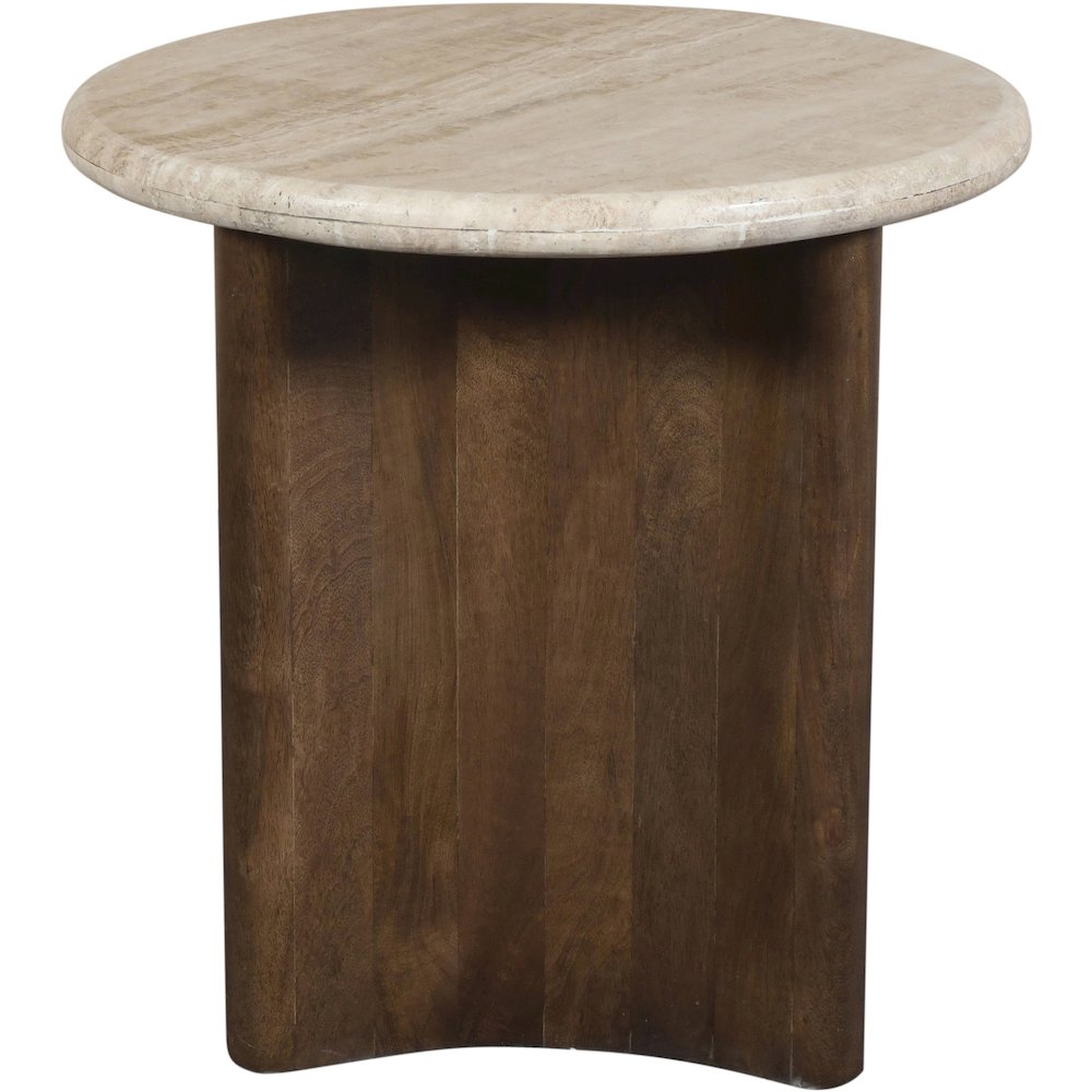 Pietra Brown Travertine And Mango Wood End Table