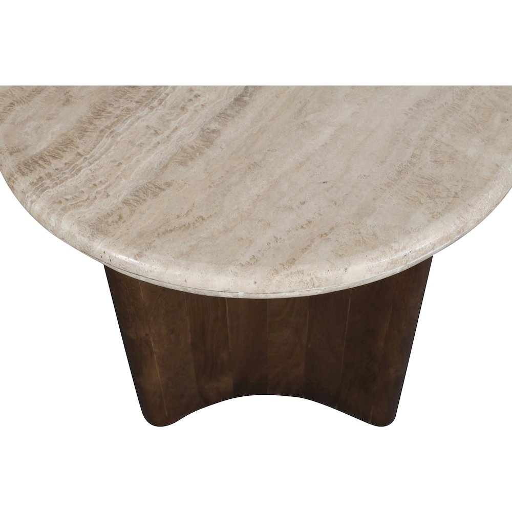 Pietra Brown Travertine And Mango Wood End Table