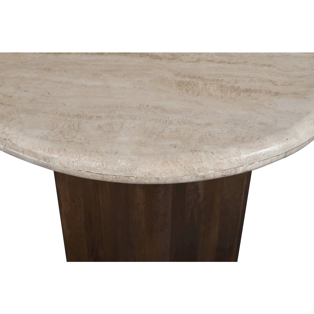 Pietra Brown Travertine And Mango Wood End Table