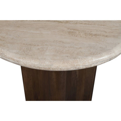 Pietra Brown Travertine And Mango Wood End Table